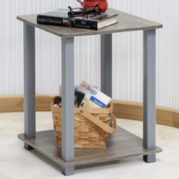 Walplus Simplistic French Oak Grey End Table Set of 2 - Size: 49.78 x 39.62 x 39.62cm - Wilko