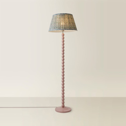 ValueLights Floral Pleated Shade Pastel Pink Bobbin LED Floor Lamp with Bulb - Size: 150 x 45 x 45cm - Wilko - thumbnail 5