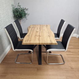 Portland 4 Seater Faux Leather Padded Dining Set Black and Chrome - Wilko - thumbnail 7