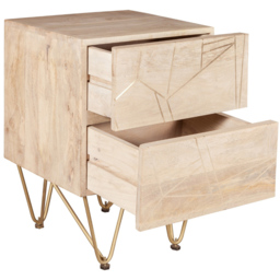 Brooklyn Huyen 2 Drawer Light Gold Side Table - Brown - Wilko - thumbnail 5