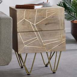 Brooklyn Huyen 2 Drawer Light Gold Side Table - Brown - Wilko - thumbnail 1