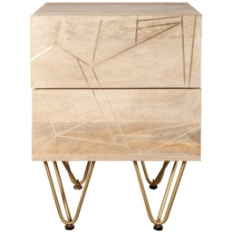Brooklyn Huyen 2 Drawer Light Gold Side Table - Brown - Wilko - thumbnail 4