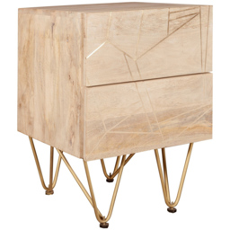 Brooklyn Huyen 2 Drawer Light Gold Side Table - Brown - Wilko - thumbnail 3