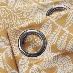 Alan Symonds Fern Ochre Blackout Ring Top Eyelet Curtains 111 x 137cm - Size: W 111 x D 137cm - Wilko - thumbnail 5