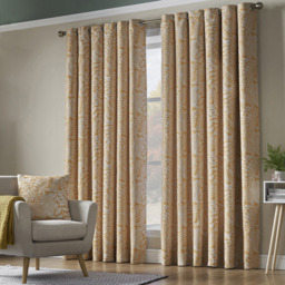 Alan Symonds Fern Ochre Blackout Ring Top Eyelet Curtains 111 x 137cm - Size: W 111 x D 137cm - Wilko - thumbnail 3