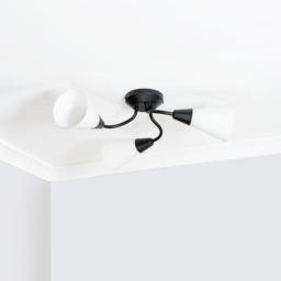 ValueLights Kristina 3 Way Frosted White Shade Black Metal Flush LED Ceiling Light - Size: 16.5 x 44 x 44cm - Wilko - thumbnail 6