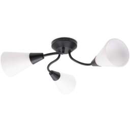 ValueLights Kristina 3 Way Frosted White Shade Black Metal Flush LED Ceiling Light - Size: 16.5 x 44 x 44cm - Wilko - thumbnail 1