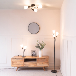 ValueLights Kristina 3 Way Frosted White Shade Black Metal Flush LED Ceiling Light - Size: 16.5 x 44 x 44cm - Wilko - thumbnail 7