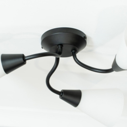 ValueLights Kristina 3 Way Frosted White Shade Black Metal Flush LED Ceiling Light - Size: 16.5 x 44 x 44cm - Wilko - thumbnail 4