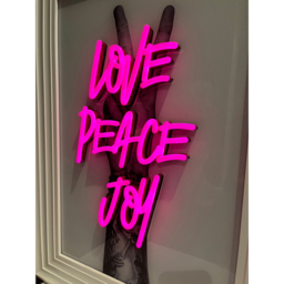 Splashbax Love Peace Joy White Premium Gallery Frame LED Neon Wall Art - Size: 105 x 75 x 7cm - Multi - Wilko - thumbnail 4