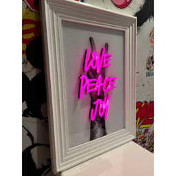 Splashbax Love Peace Joy White Premium Gallery Frame LED Neon Wall Art - Size: 105 x 75 x 7cm - Multi - Wilko - thumbnail 7
