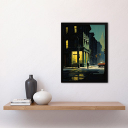Artery8 New York at Dawn Edward Hopper Style Painting Framed Wall Art Print 30 x 41cm - Size: 43.3 x 33.3 x 1.5cm - Green - Wilko - thumbnail 3