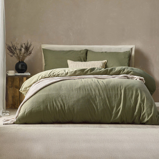 Yard Malton Double Forest Green Stripe Duvet Set - Wilko - image 1