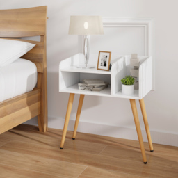 Costway Mid Century White 2 Tier Nightstand Set of 2 - Size: 2 Shelf - Wilko - thumbnail 5