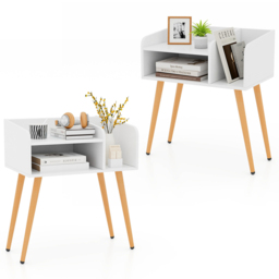 Costway Mid Century White 2 Tier Nightstand Set of 2 - Size: 2 Shelf - Wilko - thumbnail 3