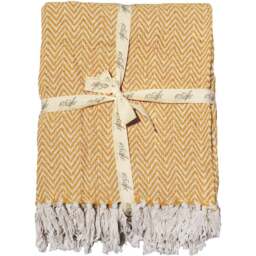 Allure Home Fashions Audley Mustard Cotton Chevron Herringbone Throw 150 x 200cm - Yellow - Wilko