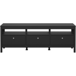 Florence Madrid 3 Drawer Matt Black TV Unit - Size: 38 x 151 x 54cm - Wilko - thumbnail 4