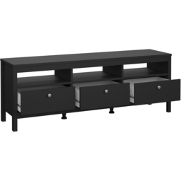 Florence Madrid 3 Drawer Matt Black TV Unit - Size: 38 x 151 x 54cm - Wilko - thumbnail 5