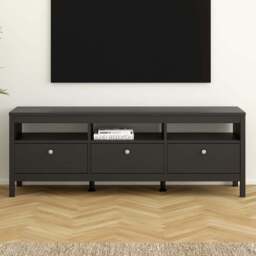 Florence Madrid 3 Drawer Matt Black TV Unit - Size: 38 x 151 x 54cm - Wilko - thumbnail 1