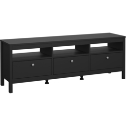 Florence Madrid 3 Drawer Matt Black TV Unit - Size: 38 x 151 x 54cm - Wilko - thumbnail 3