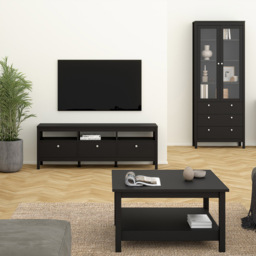 Florence Madrid 3 Drawer Matt Black TV Unit - Size: 38 x 151 x 54cm - Wilko - thumbnail 6