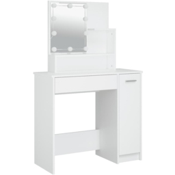 vidaXL White Dressing Table and Stool Set with LED Mirror - Size: 136 x 86.5 x 35cm - Wilko - thumbnail 4