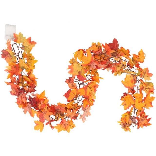 Living and Home LED Garland with Maple Leaves 170cm - Size: 10 x 170 x 10cm - Orange - Wilko - image 1