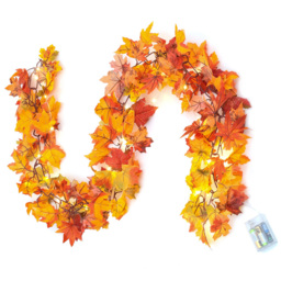 Living and Home LED Garland with Maple Leaves 170cm - Size: 10 x 170 x 10cm - Orange - Wilko - thumbnail 4