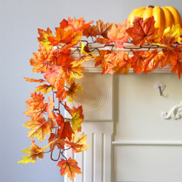 Living and Home LED Garland with Maple Leaves 170cm - Size: 10 x 170 x 10cm - Orange - Wilko - thumbnail 3