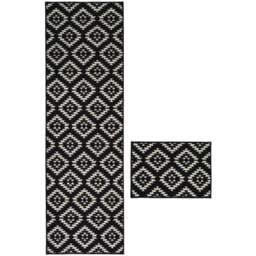 Homemaker Aztec Black Mat and Runner Set 57 x 40cm and 57 x 230cm - Size: 57 x 40cm + 57 x 230cm - Wilko
