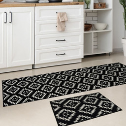 Homemaker Aztec Black Mat and Runner Set 57 x 40cm and 57 x 230cm - Size: 57 x 40cm + 57 x 230cm - Wilko - thumbnail 5