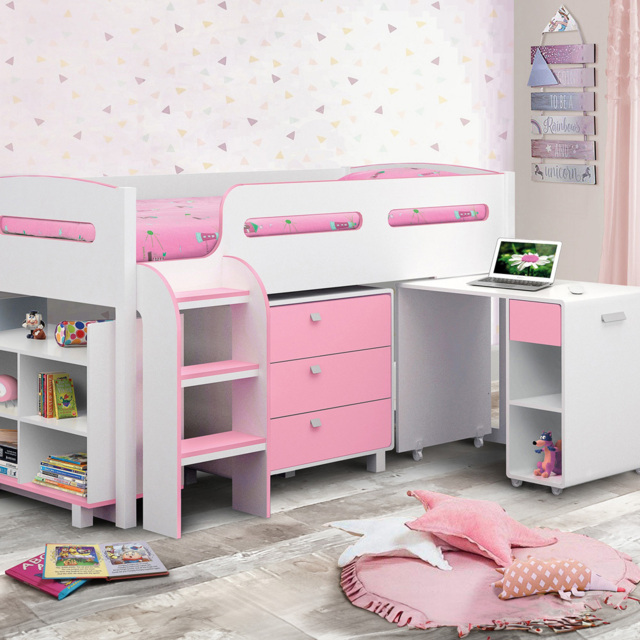 Julian Bowen Kimbo Pink Cabin Bed with Storage - Size: Single - White - Wilko - image 1