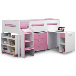 Julian Bowen Kimbo Pink Cabin Bed with Storage - Size: Single - White - Wilko - thumbnail 3
