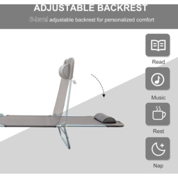 Outsunny Coffee 6 Level Reclining Folding Sun Lounger - Size: 1 Seater - Brown - Wilko - thumbnail 6