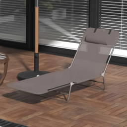 Outsunny Coffee 6 Level Reclining Folding Sun Lounger - Size: 1 Seater - Brown - Wilko