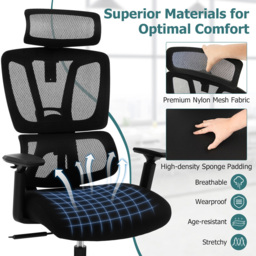 Costway Black N Type Lumbar Support Ergonomic Office Chair - Size: 76 x 66 x 42cm - Wilko - thumbnail 6
