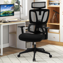 Costway Black N Type Lumbar Support Ergonomic Office Chair - Size: 76 x 66 x 42cm - Wilko