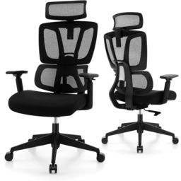 Costway Black N Type Lumbar Support Ergonomic Office Chair - Size: 76 x 66 x 42cm - Wilko - thumbnail 3