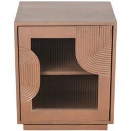 IH Design Jodhpur Single Door Solid Wood Bedside Table - Size: 60 x 50 x 40cm - Brown - Wilko - thumbnail 3