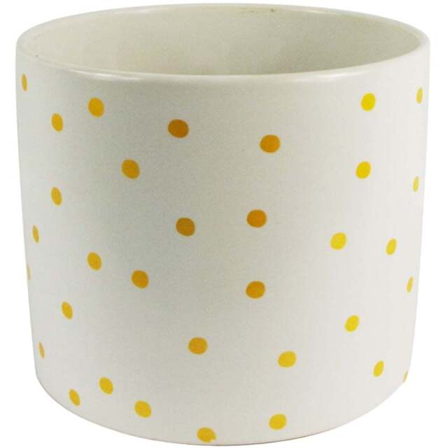 Botanik Gold Dot Ceramic Planter 15 x 18cm - Size: 15 x 18 x 18cm - White - Wilko - image 1