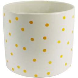 Botanik Gold Dot Ceramic Planter 15 x 18cm - Size: 15 x 18 x 18cm - White - Wilko