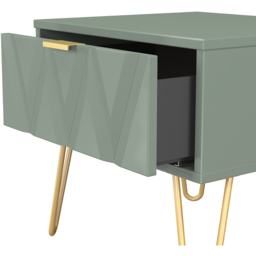 Crowndale Diamond Single Drawer Reed Green Side Table Ready Assembled - Size: 43 x 45 x 40cm - Wilko - thumbnail 7