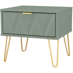 Crowndale Diamond Single Drawer Reed Green Side Table Ready Assembled - Size: 43 x 45 x 40cm - Wilko - thumbnail 5
