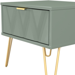 Crowndale Diamond Single Drawer Reed Green Side Table Ready Assembled - Size: 43 x 45 x 40cm - Wilko - thumbnail 6