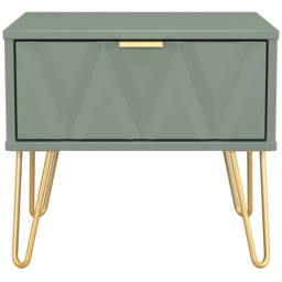 Crowndale Diamond Single Drawer Reed Green Side Table Ready Assembled - Size: 43 x 45 x 40cm - Wilko - thumbnail 3