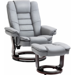 Portland Grey PU Leather Manual Recliner Chair with Footrest - Size: Single - Wilko - thumbnail 3