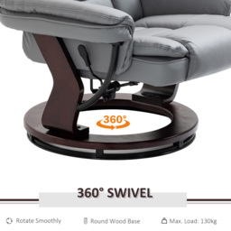 Portland Grey PU Leather Manual Recliner Chair with Footrest - Size: Single - Wilko - thumbnail 6