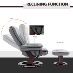 Portland Grey PU Leather Manual Recliner Chair with Footrest - Size: Single - Wilko - thumbnail 5