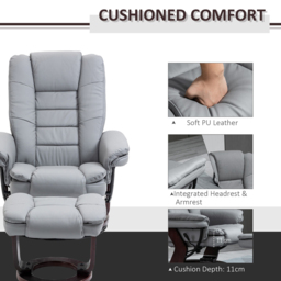 Portland Grey PU Leather Manual Recliner Chair with Footrest - Size: Single - Wilko - thumbnail 7