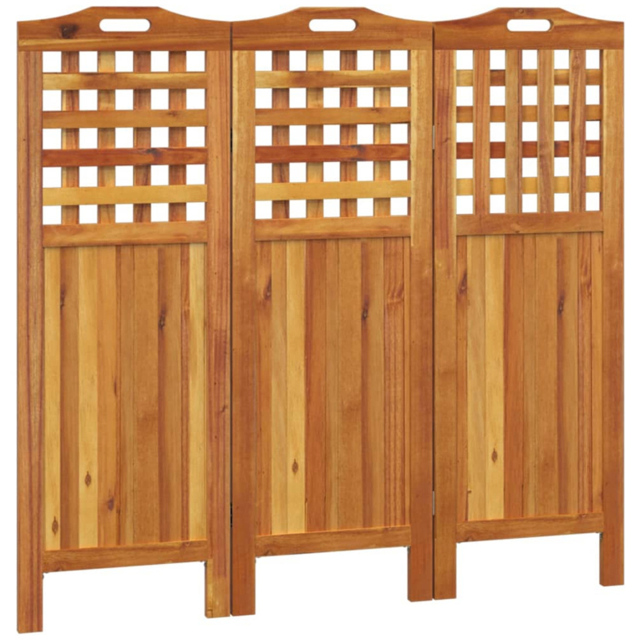 vidaXL Brown Wooden 3 Panel Room Divider 121.5 x 2 x 115cm - Size: 3 Panels - Wilko - image 1
